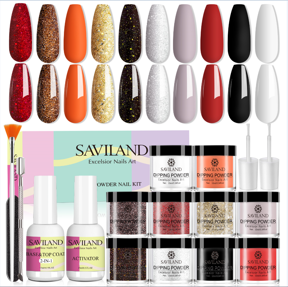 Saviland 10 Colors Dip Powder Nail Kit