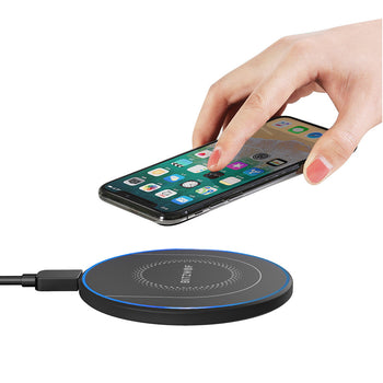 BW-FWC7 15W 10W 7.5W 5W Wireless Charger Fast Wireless Charging Pad For Qi-enabled Smart Phones for iPhone 11 SE 2020 For Samsung Galaxy Note 20 Ultra Huawei P40 Pro Mi10 - Black