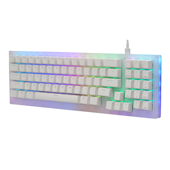 K77 Mechanical Keyboard 77 Keys Hot Swappable Type-C Wired USB 3.1 NKRO Translucent Glass Base Gateron Switch RGB Gaming Keyboard with Numberpad--Yellow Switch