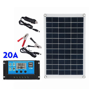 100W Solar Panel kit 12V battery Charger 10-100A LCD Controller For Caravan Van Boat 20A
