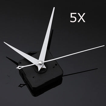 5Pcs DIY White Triangle Hands Quartz Black Wall Clock Movement Mechanism