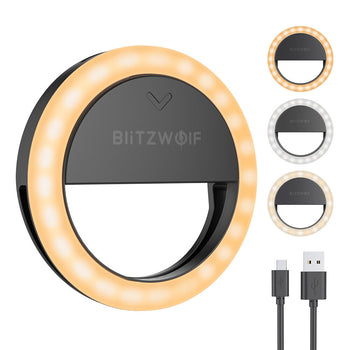 BW-SL0 Pro LED Ring Light Clip-on Fill Light Mini Portable Selfie Lights 600mAh 1000 Lumens High Brightness Selfie Lights