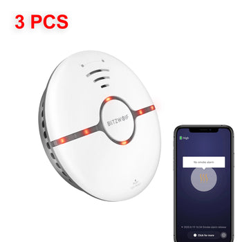 [3 PCS]  BW-IS7 WiFi Smoke Sensor LED Indicator 360 Sensing Fire APP Remote Alarm