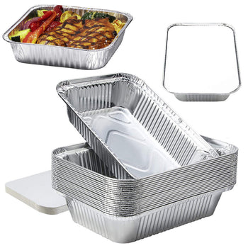 Foil Aluminum Trays With Lid Disposable Roaster Bake Oven Takeaway30 PCS