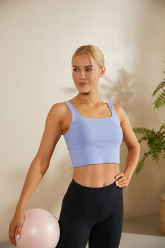 FITTIN Crop Tops for Women Longline Sports Bra - Tank Top for Women with Removable Padded for Dance Yoga Gym