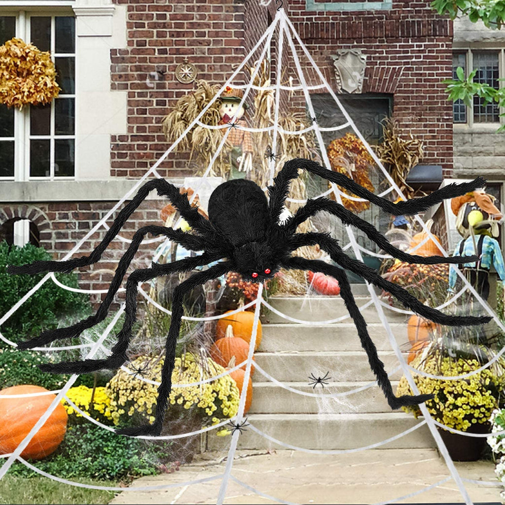 Halloween Decorations Outdoor, 200&quot; Spider Web, 60&quot; Giant Spider