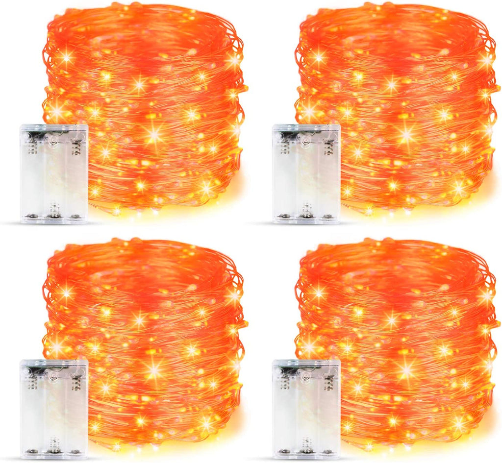 Halloween Decorations, Orange Fairy String Lights 4 Pack