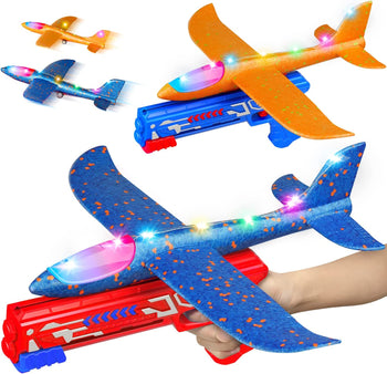 2 Pack LED Light Airplane Launcher Toy Set