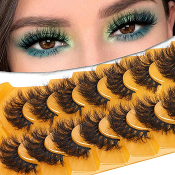 20MM Mink Lashes Fluffy Long False Eyelashes 8D Dramatic Eye Lashes Pack Geeneiya Curly Volume Natural Wispy Fake Eyelashes 7 Pairs (8D03A)