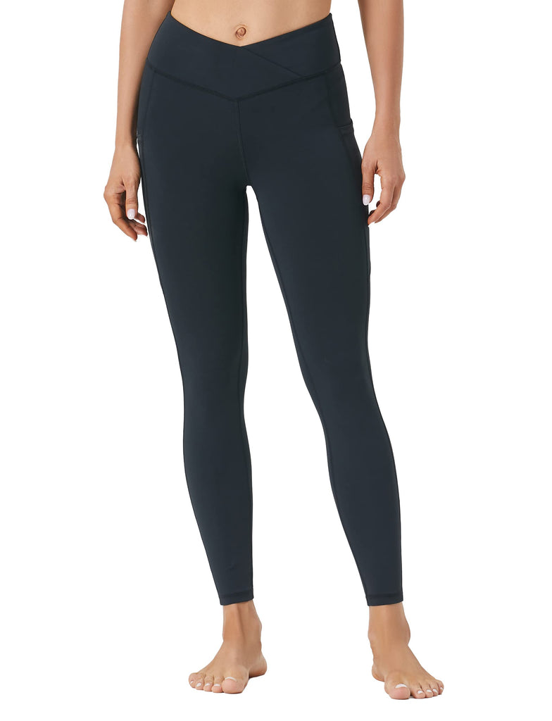 P29-FITTIN Women's Cross Waist Workout Leggings with Pocket