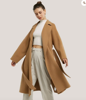 100% Wool Belted Wrap Coat