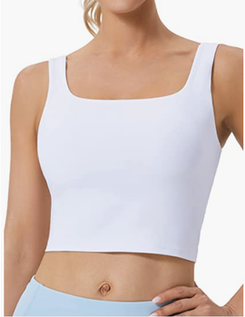 V10-FITTIN Crop Tops for Women Longline Sports Bra - Tank Top for Women with Removable Padded for Dance Yoga Gym