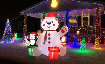 BLOOMWIN Christmas Inflatables Polar Bear and Penguin 6ft Inflatable Christmas Decorations for the Yard Waterproof Christmas Blow Up Decoration Outdoor with Multicolor LED Lights for Patio Garden Mall