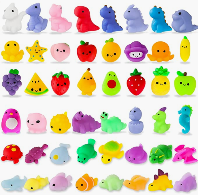 MGparty 48Pcs Mochi Squishy Toys, Mini Kawaii Squishy Stress Relief Toys Fidget Toys Bundles Squishies Party Favors for Kids Birthday Gift Classroom Prize Pinata Christmas Stocking