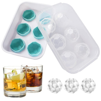 Homyplaza 3D Diamond Large Sphere Ice Cube Trays, 6 Cavity Whiskey Ice Mold, 1.7 inch Big Ice Maker for Cocktail, Scotch, nd Bourbon, Keep Drinks Chilled