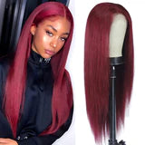 TTHAIR Burgundy 13x4 Lace Front Human Hair Wigs 99J Straight Lace Frontal Wig For Women Pre Plucked