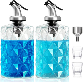 GMISUN Glass Mouthwash Dispenser, Luxury Diamond Mouthwash Decanter for Bathroom 12oz