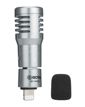 BOYA BY-P4D iPhone Microphone iOS Mini Phone Mic with Lightning Port for iPhone/iPad/iPod Foldable External Microphone with Wind Foam for YouTube,Vlogging,Live Stream,Video Record