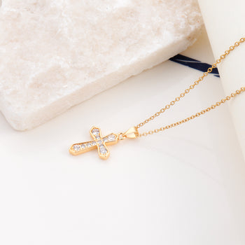 Gold Plated Jewelry Cross Necklace For Women