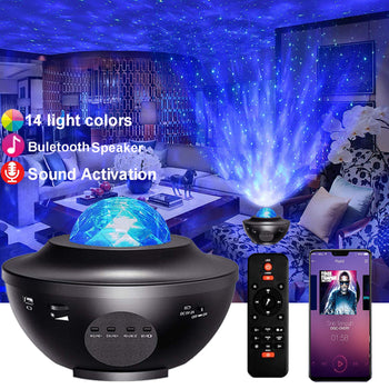 Led Starry Sky Star Galaxy Projector Night Light Built-in Bluetooth-Speaker For Home Bedroom Decoration Child Kids Present