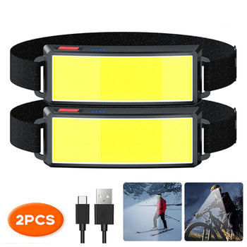 task4 COB LED Headlight Flashlight 3 Mode USB Rechargeable HeadLamp Hiking Camping Lamp