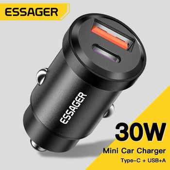 Essager 30W USB Car Charger Quick Charge 4.0 3.0 FCP SCP USB PD For Xiaomi iPhone 12 13 14 Pro Fast Charging Car Phone Charger