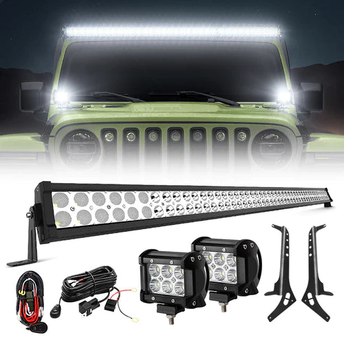 Prevail Series 52&quot; Light Bar &amp; 2 Pods &amp; All Brackets For 2018-Later Jeep Wrangler JL JLU