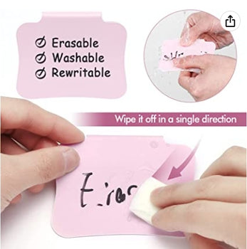 20PCS Plastic Basket Labels Clip On Removable Basket Bin Labels Clips for Storage Bins, Pantry Organization and Storage Labels for Basket Hanging Cube Box Bin Clip Label, in Pink