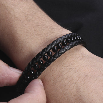 CARITATE Braided Leather Bracelet