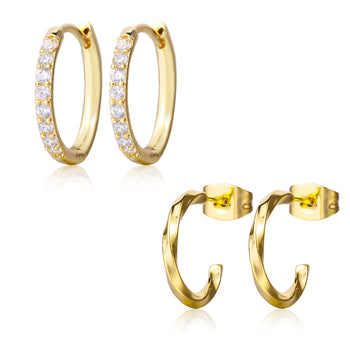 CARITATE Gold Hoop Earrings For Women(2 PAIRS)