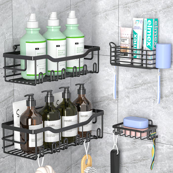 ASTOFLI Shower Caddy 4 pack, Self Adhesive Shower Shelves