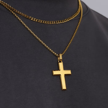 Gold/Silver Cross Pendant Necklace For Men