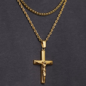 Mens Crucifix Jesus Christian Cross Necklace