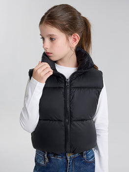 SOLOCOTE Girls Winter Puffer Vest Faux-Down Short