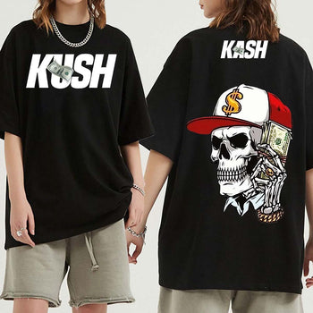 【ready stock】 12.12 Flash sale Promotional Print T-shirt American Street Culture T-shirt KUSH T-shirt Unisex T-shirt Couple Pure Cotton Tee Tops BUJU short sleeves lengan Baju Wanita Muslimah