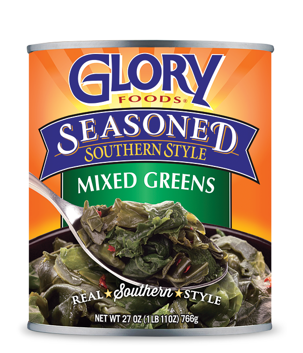 GLORY FOODS: Seasoned Mixed Greens, 27 oz