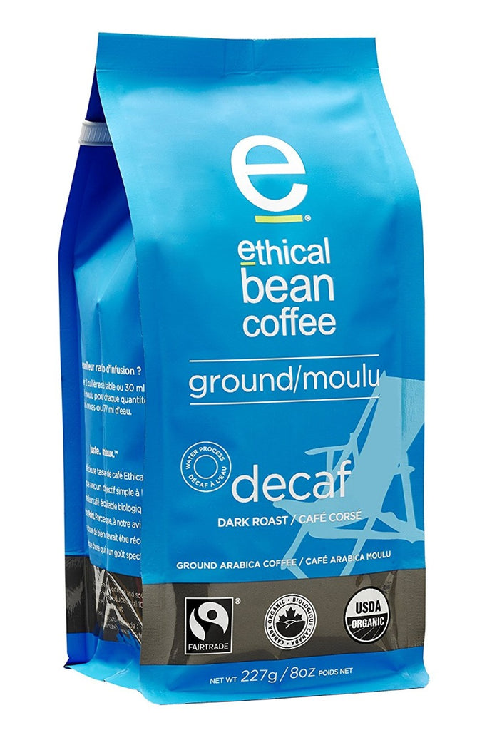 ETHICAL BEAN: Decaf Dark Roast Ground Coffee, 8 oz