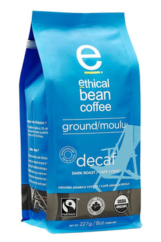 ETHICAL BEAN: Decaf Dark Roast Ground Coffee, 8 oz