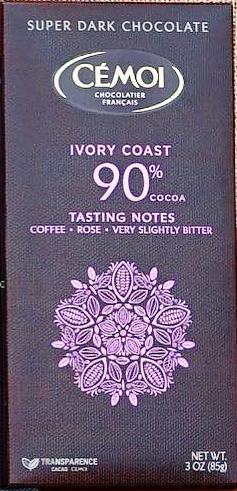 CEMOI: Ivory Coast 90% Chocolate Bar, 3 oz