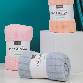 YOYOSO Trasparent Striped Clean Fashion Coral Velvet Bath TowelYYS