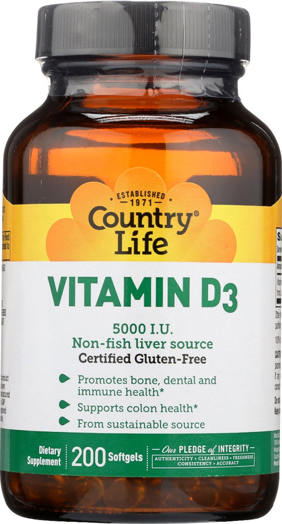 COUNTRY LIFE: Vitamin D3 5000Iu, 200 sg