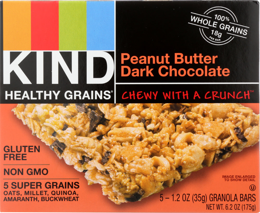 KIND: Healthy Grains Granola Bars Peanut Butter Dark Chocolate 5 Count, 6.2 oz