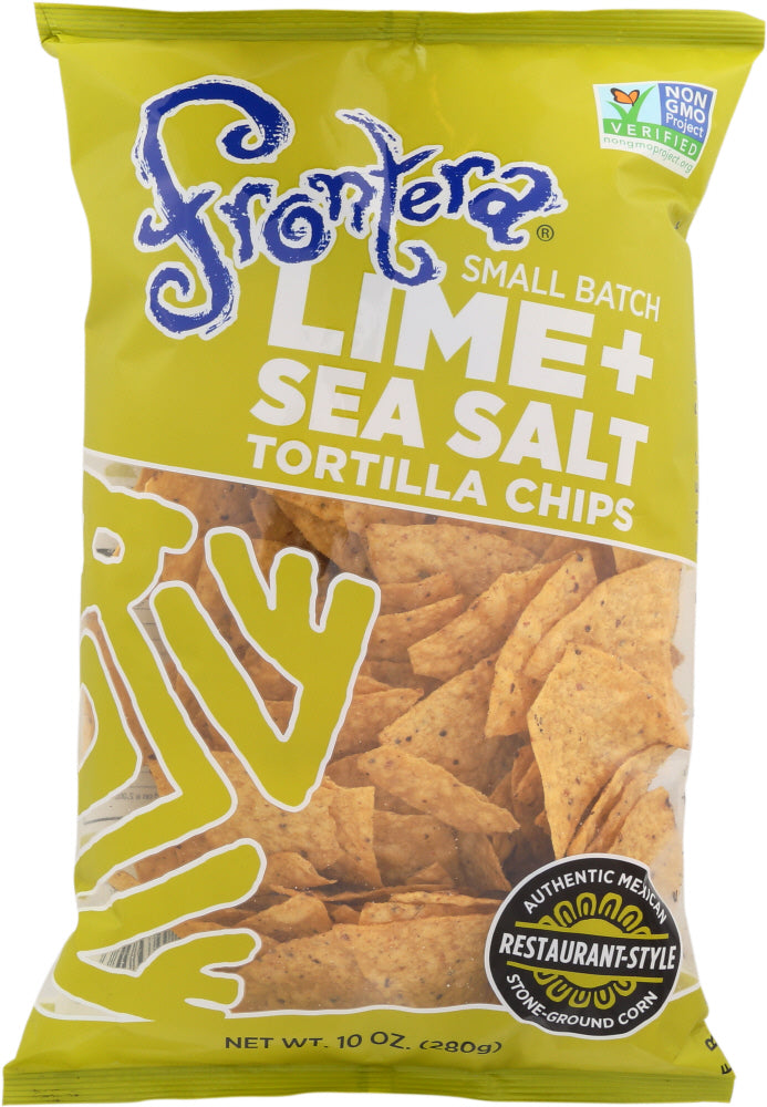 FRONTERA: Lime and Sea Salt Stone-Ground Tortilla Chips, 10 oz