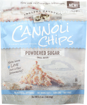 GOLDEN CANNOLI: Powdered Sugar Cannoli Chips, 5.1 oz