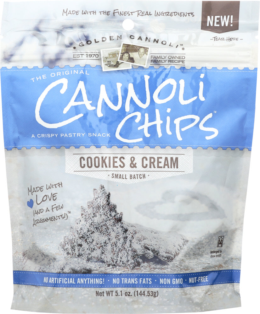 GOLDEN CANNOLI: Cookies and Cream Cannoli Chips, 5.1 oz