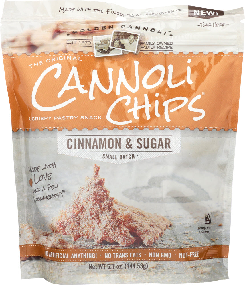 GOLDEN CANNOLI: Cinnamon & Sugar Cannoli Chips, 5.1 oz