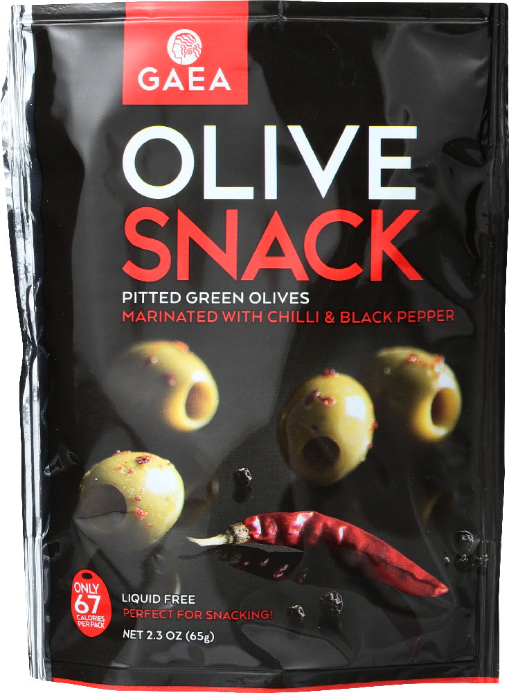 GAEA NORTH AMERICA: Olive Snack Pack Pitted Green Olives With Chili, 2.3 oz