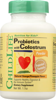 CHILD LIFE: Probiotics with Colostrum Powder Natural/Orange Pineapple Flavor, 1.70 oz