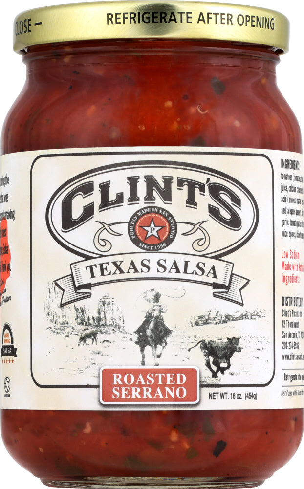 CLINTS: Salsa Roasted Serrano, 16 oz