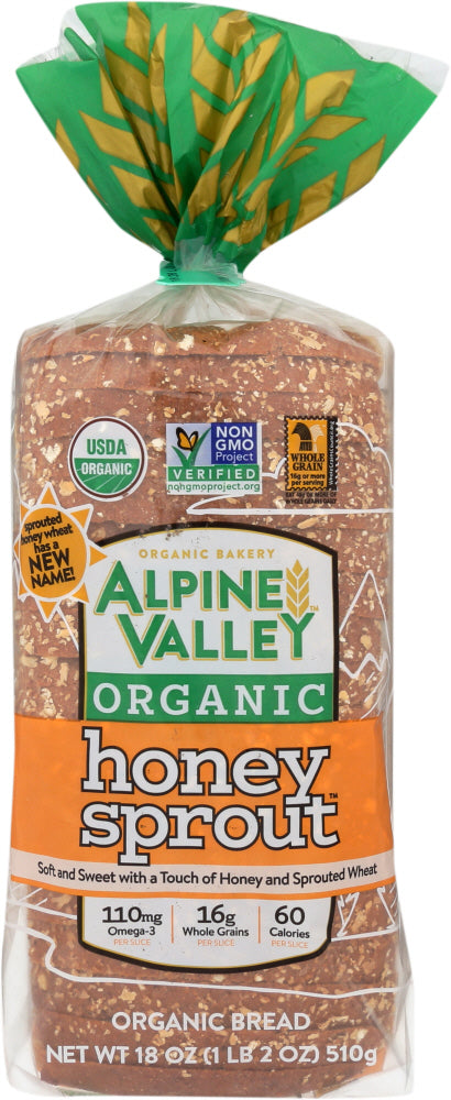 ALPINE VALLEY: Honey Sprout Organic Bread, 18 oz